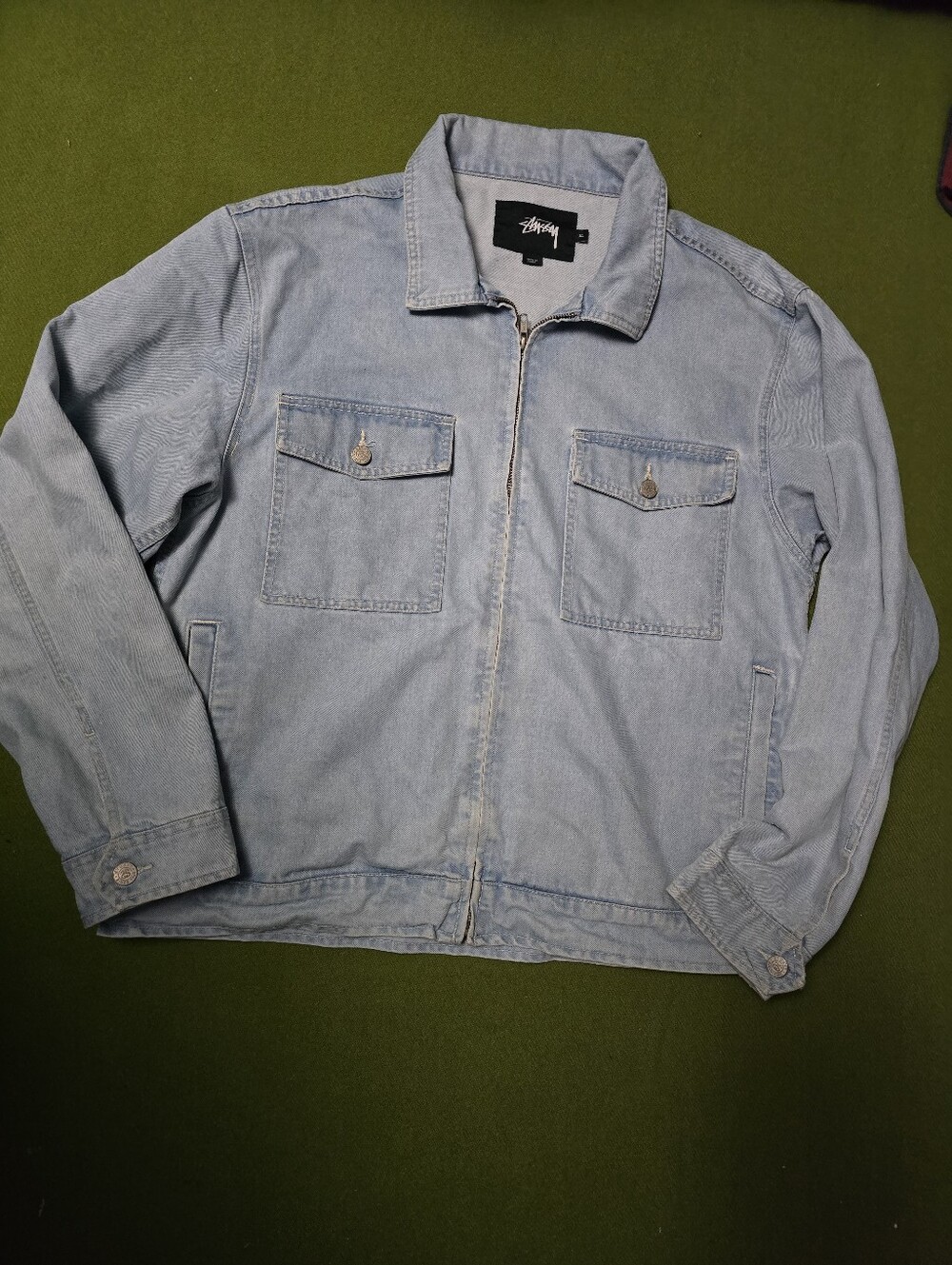 Stussy Light Blue Trucker Denim Zip-Up Jacket